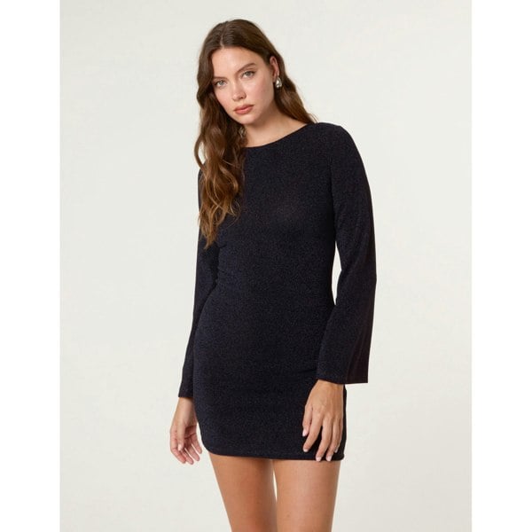 Blue Vanilla Glitter Mini Dress With Back Tie