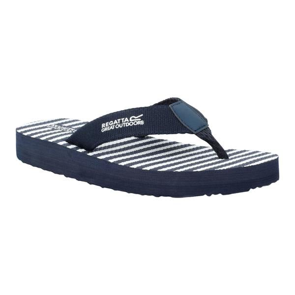 Regatta Womens Catarina Striped Flip Flops - Navy/White