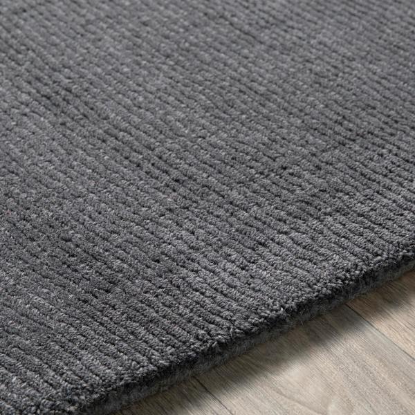 Livabliss Mystique-Hand Loomed Charcoal Wool Modern Fringe Rug