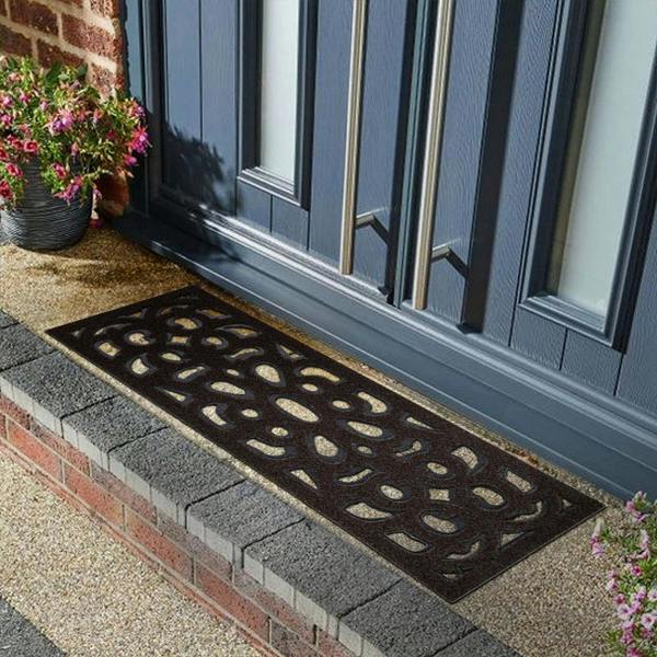 Nicoman Victorian Style Eco-Friendly Rubber Step Mat - Brown - Indoor/Outdoor