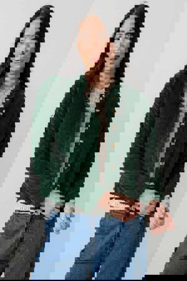 Lily & Me Rene Stretch Jumbo Cord Jacket Pine Green