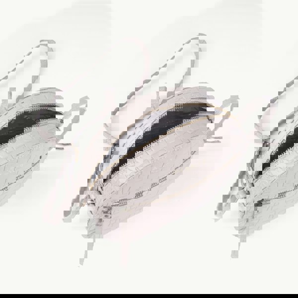 Assots London 'Jane' Ice Grey Croc Leather Round Designer Crossbody Bag