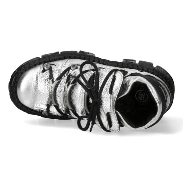 New Rock M-106WALL-C16 Silver Black Leather Ankle Boots
