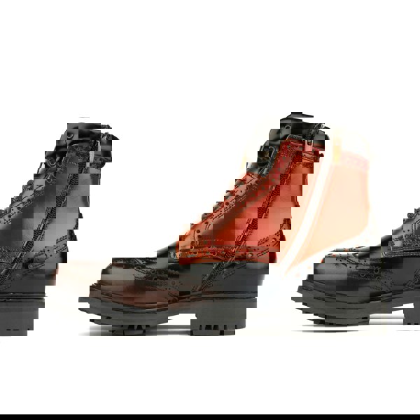 Embassy London Wanderer - Black Brown - Men's chunky combat style boot in black and brown leather