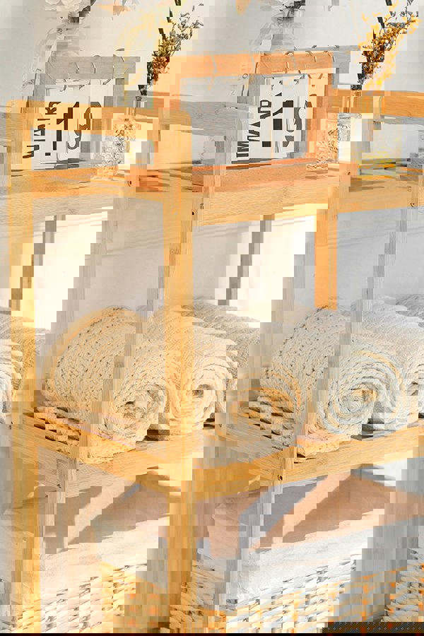 Living and Home 3-tier Bamboo Laundry Hamper Basket Bathroom Basket with Liner Bag