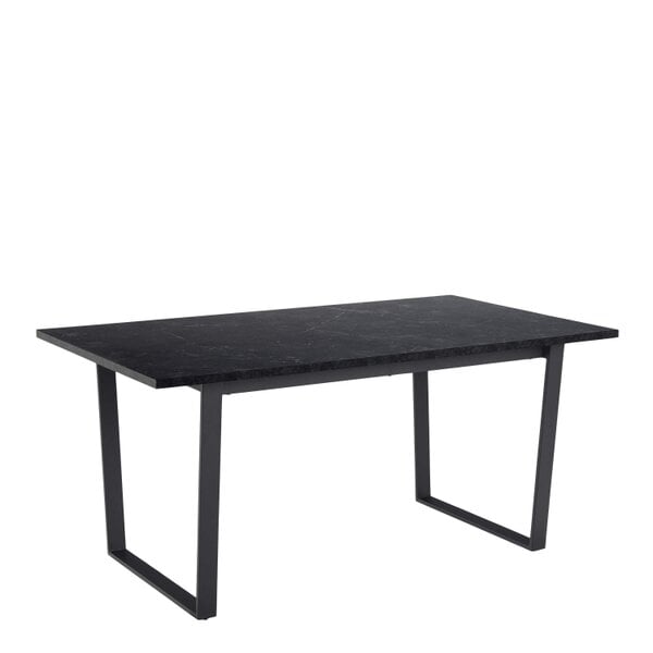 Wyld Haus Stovring Black Marble Effect Dining Table Black Legs