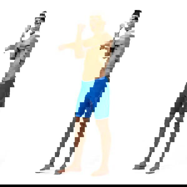 Royal blue Speedo Hyperboom Placement swim jammer with lightning bolt design