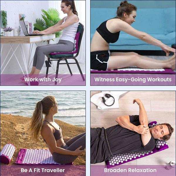 ROMIX Acupressure Mat and Pillow Set with Carry Bag, Spike Massage Mat for Back, Neck and Feet Relaxation