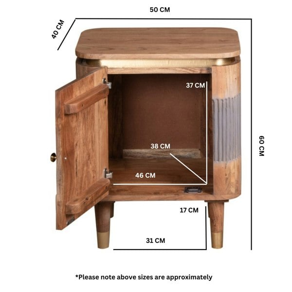 IH Design Alaina Acacia Wood Bedside Table