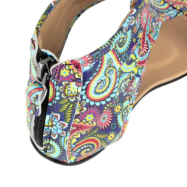 Embassy London Downtown - Festival Blue - Women's flat T-bar sandal with covered heel
