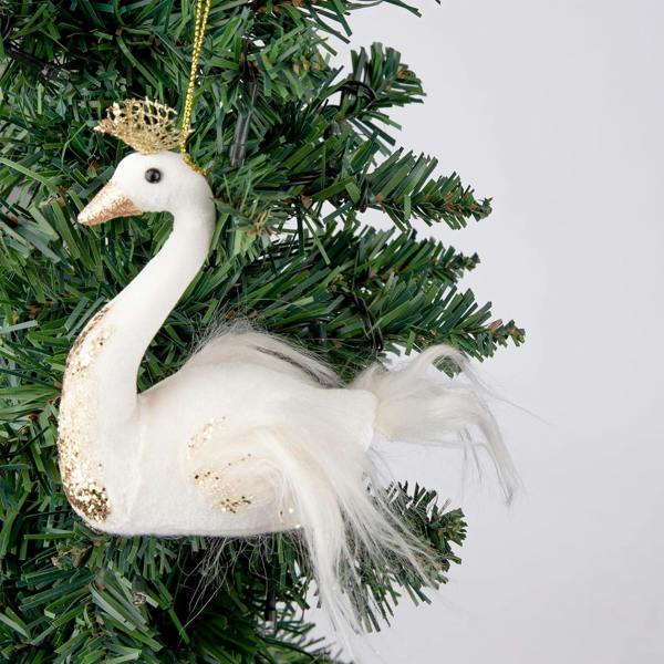 12x13cm White Swan Christmas Tree Hanging Decorations, Pack of 3, Elegant Festive Ornaments image 5