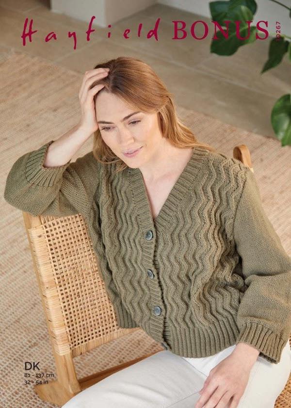 Hayfield Bonus DK Knitting Pattern 10267, Cardigans for Women, 32 - 54 Inches