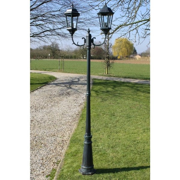 Berkfield Garden Light Post 2-arms 230 cm Dark Green/Black Aluminium