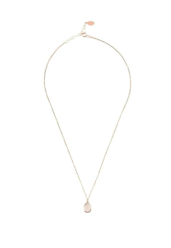 Pisa Mini Teardrop Necklace Rosegold Rose Quartz - LATELITA Necklaces