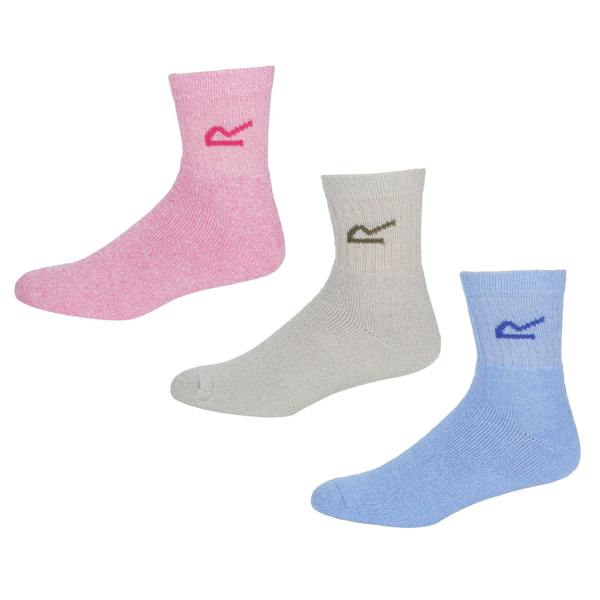 Regatta Great Outdoors Womens/Ladies Marl Effect Socks (3 Pack) - Bright Blush Marl - 