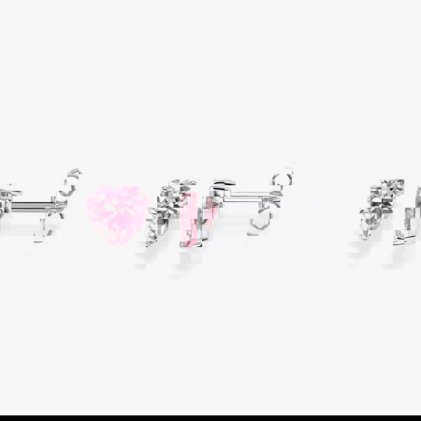THOMAS SABO Sterling Silver Pink Heart Zirconia Stud Earrings H2306-051-9