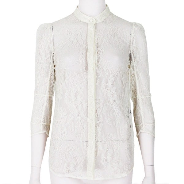Alexander McQueen luxurious slim fitting sheer lace shirt