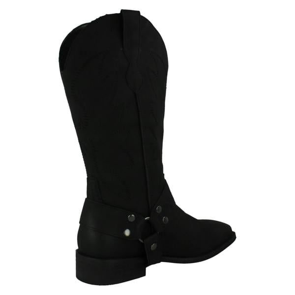 Spot On Ladies Spot On Low Heel Cowboy Boots with Ring Trim Strap F51234