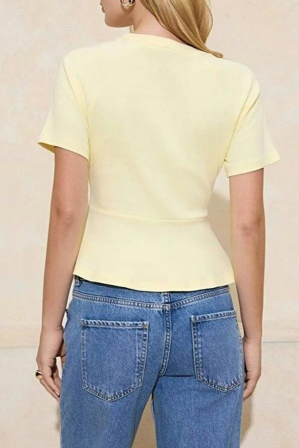 WOVCOR Peplum Raglan Sleeve Knitted Blouse with Accessory Detail