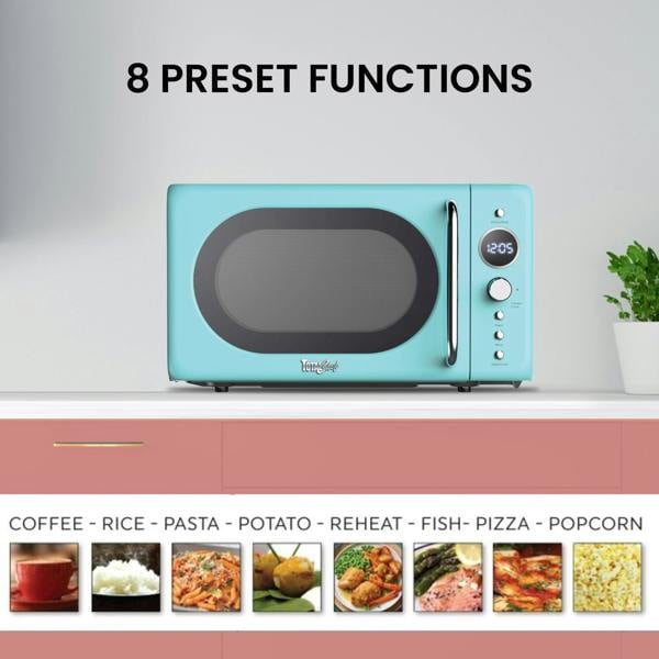Total Chef Retro Microwave Oven 20L 700W Blue Countertop Microwave with Defrost, Timer & 5 Power Settings