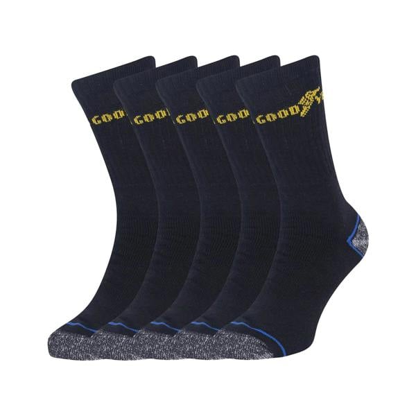 Goodyear Mens Heavy Duty Work Socks (Pack of 5) - Black - 