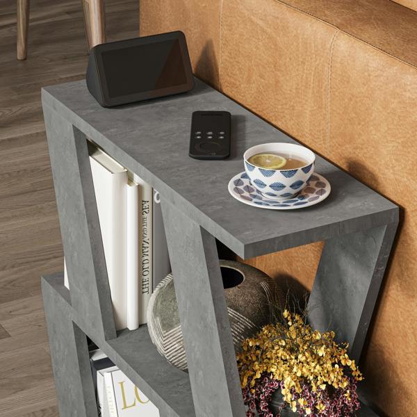 Decortie Lazena Modern 3-Tier Side Table, Slim Particleboard End Table H55.4cm