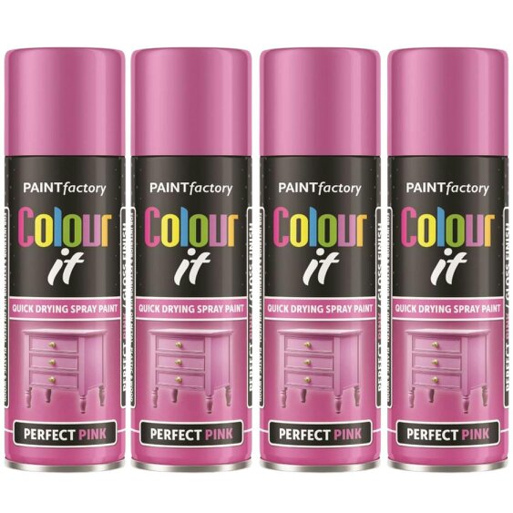 Paint Factory 4X  Pink Gloss Spray Paint 250ml