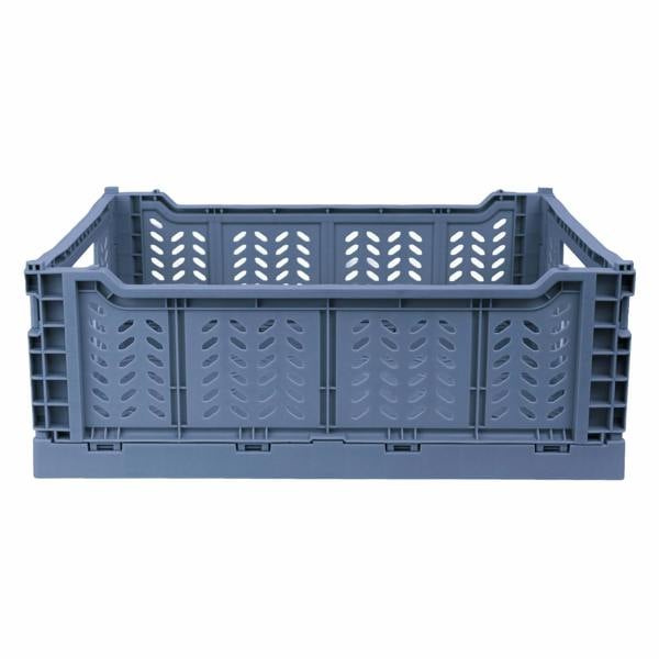 JVL STACKIT - Plastic Foldable Storage Crate - 14.5L - Blue