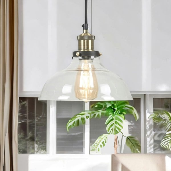 Rafaelo Mobilia Industrial Antique Brass Effect Glass Light Shade