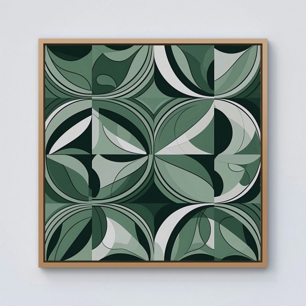 Warren Reed Geometric Green Black Framed Canvas