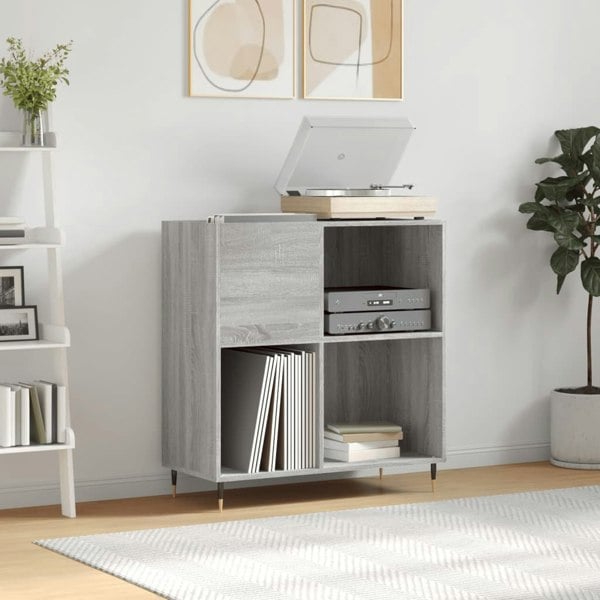 Berkfield Record Cabinet Grey Sonoma 84.5x38x89 cm Engineered Wood