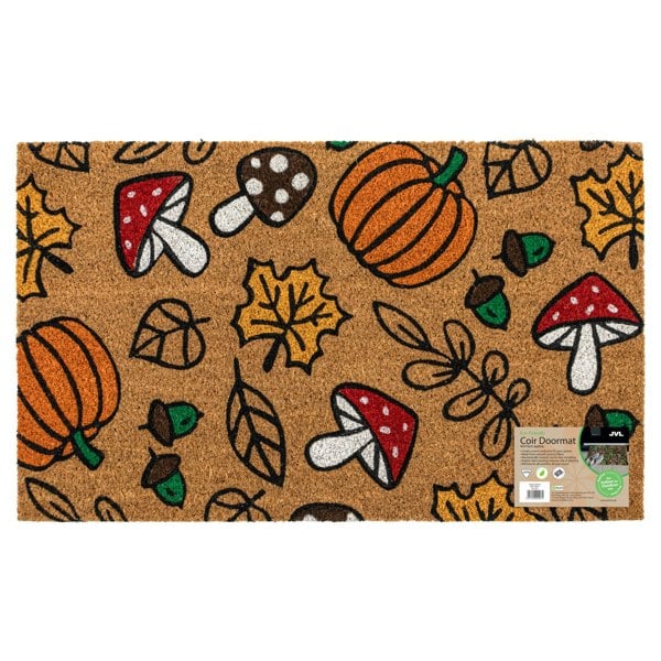 JVL Latex Backed Coir Entrance Doormat 45x75cm - Autumn