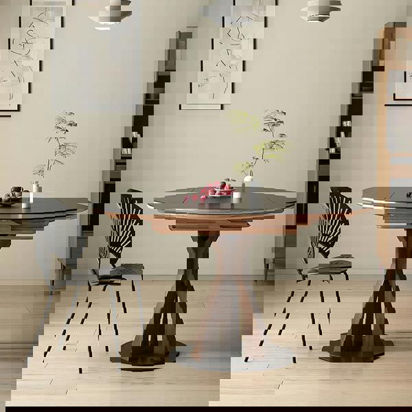 Weilai Concept Caruso Round Folding Dining Table, Sintered Stone, Black, 120CM, Clearance