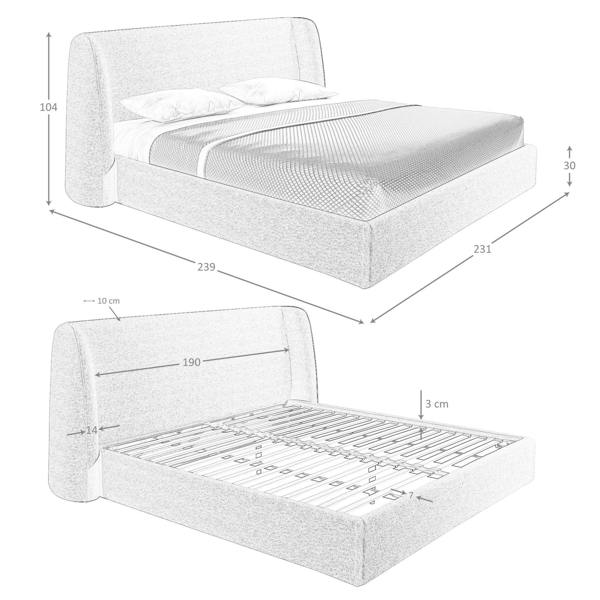 Angel Cerdá Bed in Dark Grey Fabric 7145