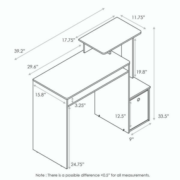 WALPLUS Econ Multipurpose Home Office Computer Writing Desk w/Bin, Columbia Walnut/Dark Brown | Modern Desk Designed for Contemporary Interiors