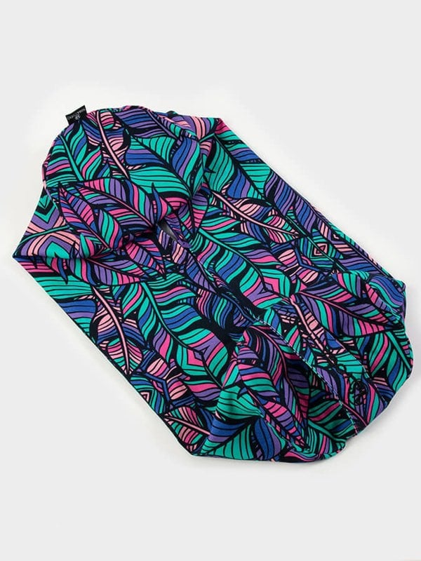 Yoga Studio Replacement Round Designed Bolster Outer Cushion Cover Purple Feathers Print