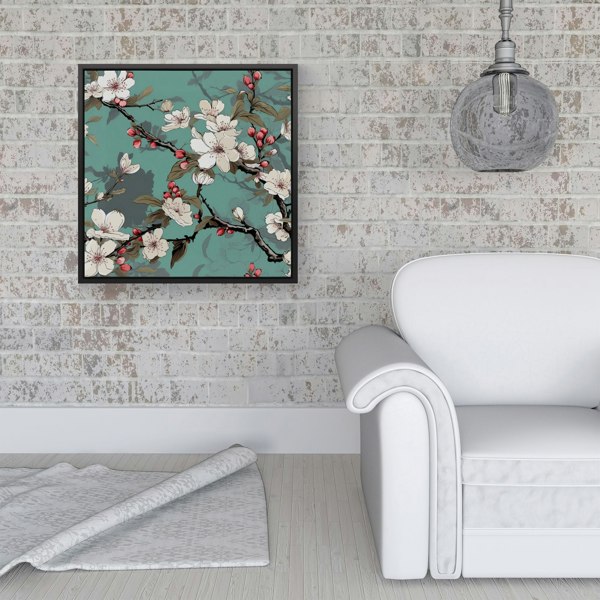 Warren Reed Pink Blossom Asian Design Framed Canvas