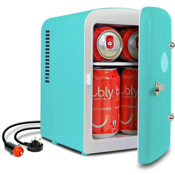 Koolatron 4L Mini Fridge For Bedrooms 6 Can Table Top 12V Portable Cooler Skincare Green