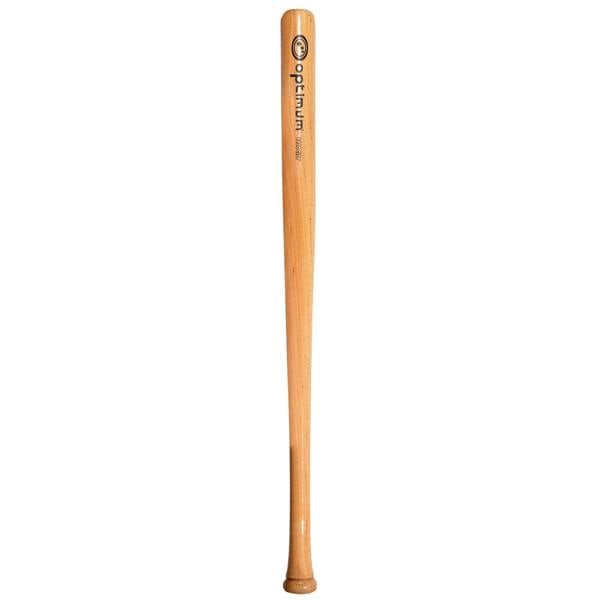 Optimum Velocity 32 wooden baseball bat in natural finish with black logo, full length view - Optimum