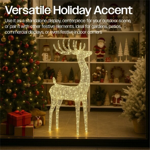 Scotts of Stow Xmas Haus Outdoor 118cm Metal Silver Deer