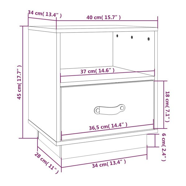 Berkfield Bedside Cabinets 2 pcs Black 40x34x45 cm Solid Wood Pine