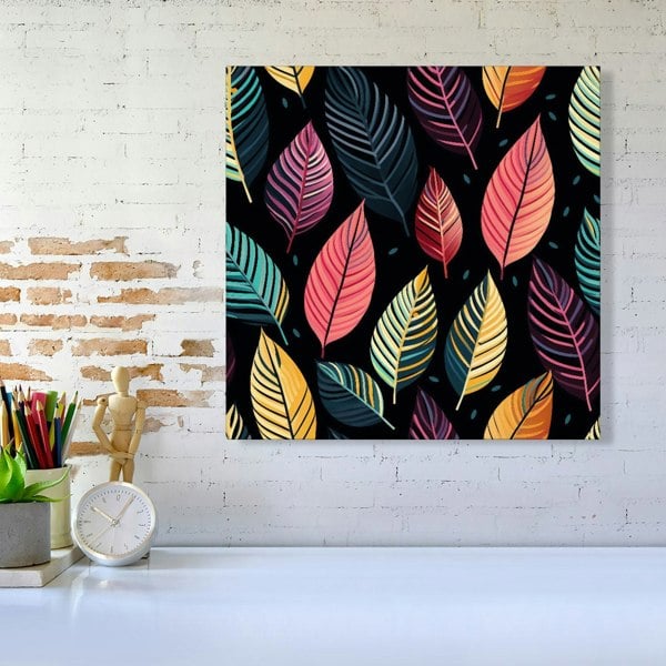 Warren Reed Colourful Leaves Pattern Canvas