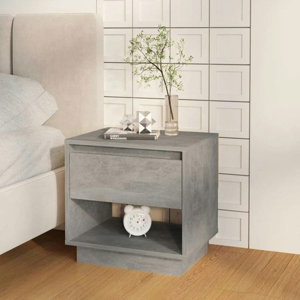 Berkfield Bedside Cabinet Concrete Grey 45x34x44 cm Engineered Wood