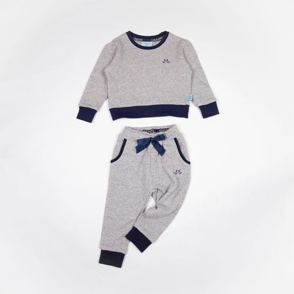 Luca and Rosa Girls Grey Jersey Lounge Set