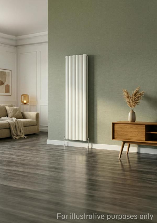 MYHOMEWARE 305mm x 1800mm Double Aluminium Panel Radiator in White - Model Diva - Wall-mounted