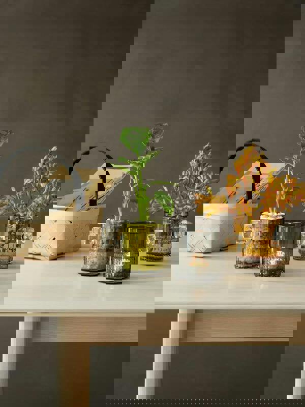 LSA Glass Tealight Holder with Handle 9cm Slate