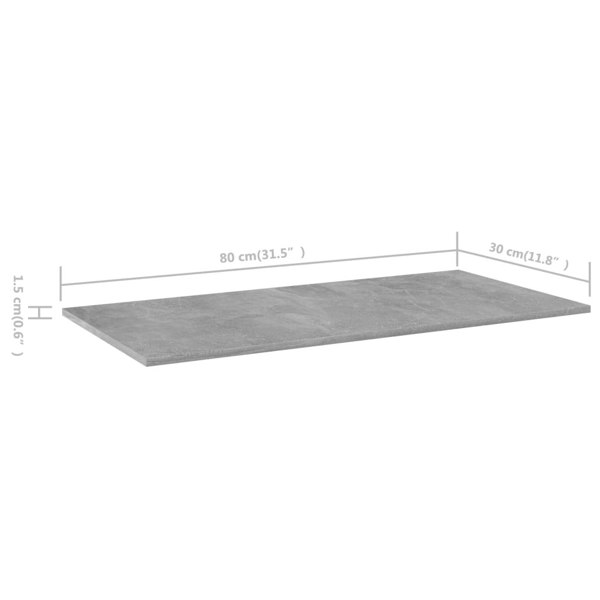 Berkfield Bookshelf Boards 8 pcs Concrete Grey 80x30x1.5 cm Engineered Wood
