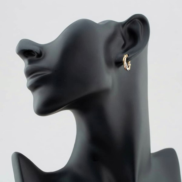 T. H. Baker 9ct Three Colour Gold 10mm Twisted Hoop Earrings ER524