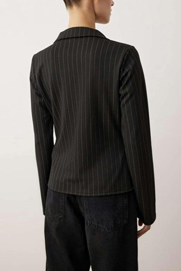 WOVCOR Polo Collar Hooked Fitted Knit Blouse