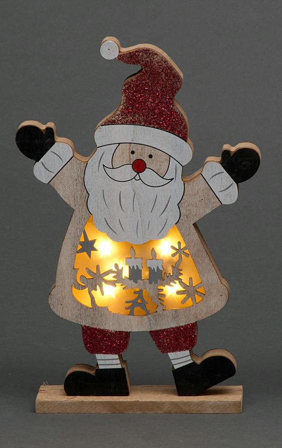 27cm Wooden LED Santa Indoor Christmas Table Decoration for Home Displays and Seasonal Centrepieces image 1